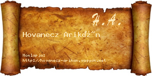 Hovanecz Arikán névjegykártya